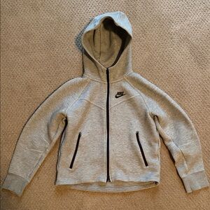 Nike Tech Kids Light Gray Zip-Up Hoodie